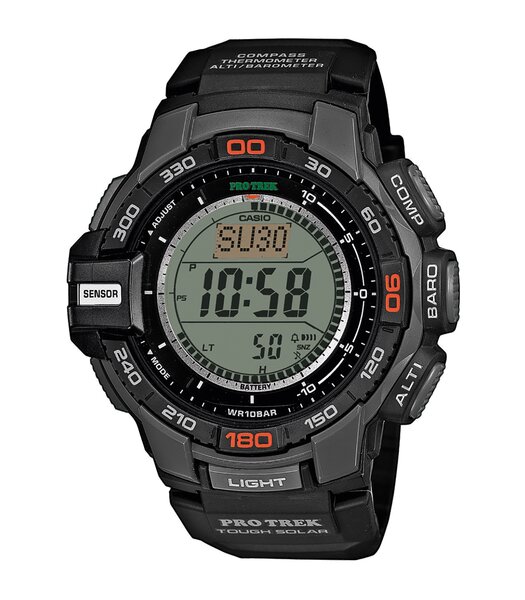 Horloge CASIO PROTREK Heren PRG-270-1ER Digitaal Behuizing Mineraal Zwart Armband Hars Grijs Gespíndel Waterdichtheid 10 BAR