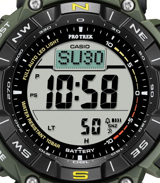 Montre CASIO PROTREK Homme PRG-340-3ER Analogique Cadran Saphir Noir Bracelet Acier inoxydable Acier Boucle déployante Etanchéité 10 BAR