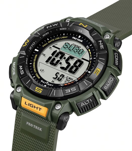 Montre CASIO PROTREK Homme PRG-340-3ER Analogique Cadran Saphir Noir Bracelet Acier inoxydable Acier Boucle déployante Etanchéité 10 BAR