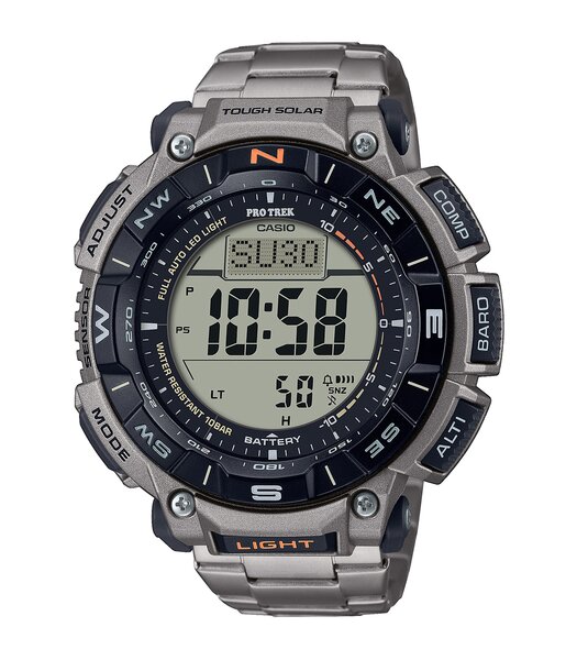 Montre CASIO PROTREK Homme PRG-340T-7ER Digital Cadran MINERAL Gris Bracelet Titane Argenté Boucle déployante Etanchéité 10BAR