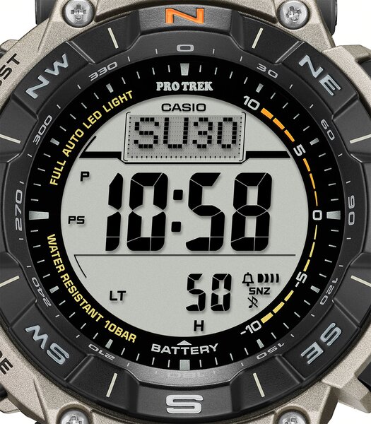 Montre CASIO PROTREK Homme PRG-340T-7ER Digital Cadran MINERAL Gris Bracelet Titane Argenté Boucle déployante Etanchéité 10BAR