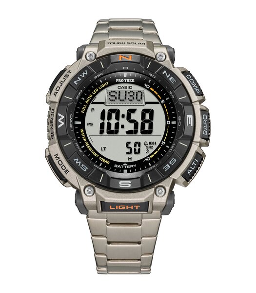 Montre CASIO PROTREK Homme PRG-340T-7ER Digital Cadran MINERAL Gris Bracelet Titane Argenté Boucle déployante Etanchéité 10BAR