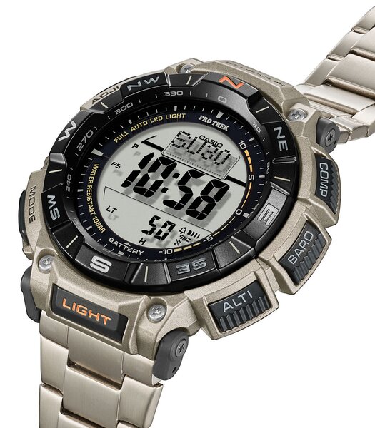 Montre CASIO PROTREK Homme PRG-340T-7ER Digital Cadran MINERAL Gris Bracelet Titane Argenté Boucle déployante Etanchéité 10BAR
