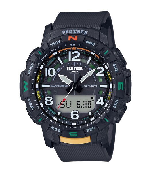 Horloge CASIO PROTREK Heren PRT-B50-1ER Digitaal Behuizing Mineraal Zwart Bracelette Hars Zwart Boucle ardillon Etanchéiteiten 10 BAR