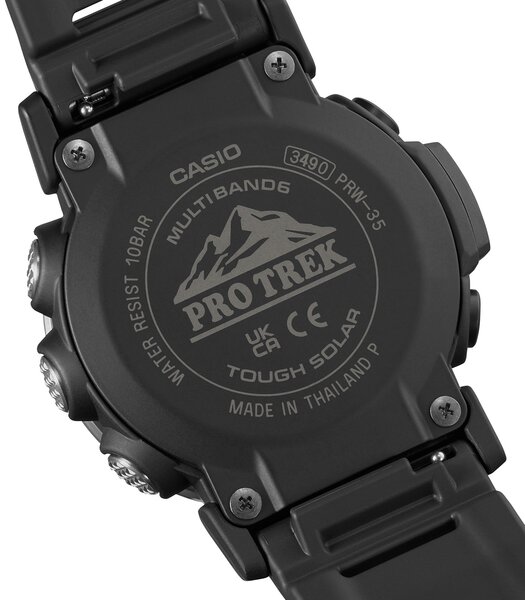Horloge CASIO PROTREK Heren PRW-35-1AER Analoog Behuizing Saffier Zwart Bracelette Roestvrij staal Staal Boucle déployante Etanchéiteiten 10 BAR