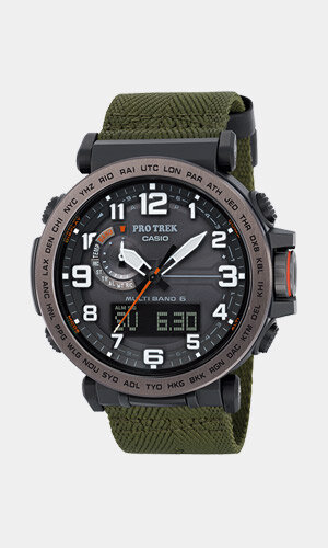 Horloge CASIO PROTREK Heren PRW-6600YB-3ER Digitaal + analoog Behuizing Mineraal Grijs Bracelette Stof Khaki Boucle ardillon Etanchéiteiten 10 BAR