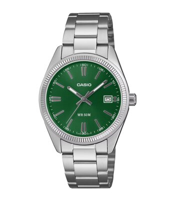 Montre CASIO CASIO COLLECTION Unisexe UTP-1302PD-3A1VEF Analogique Cadran Minéral Vert Bracelet Acier inoxydable Acier Etanchéité 5 ATM