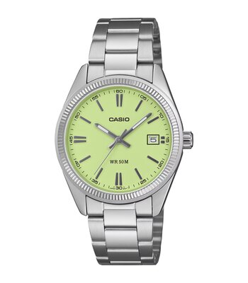 Montre CASIO CASIO COLLECTION Unisexe UTP-1302PD-3A2VEF Analogique Cadran Minéral Vert Bracelet Acier inoxydable Acier Etanchéité 5 ATM