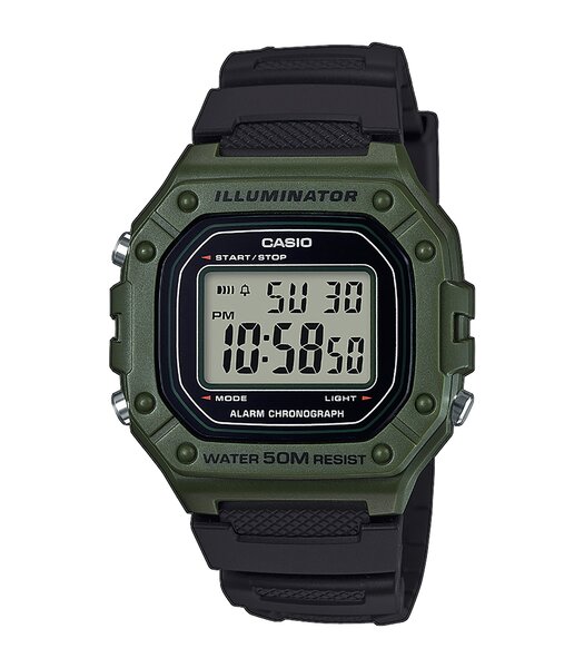 Montre CASIO CASIO COLLECTION Homme W-218H-3AVEF Digital Cadran Acrylique Noir Bracelet RESINE Noir Boucle ardillon Etanchéité 5BAR