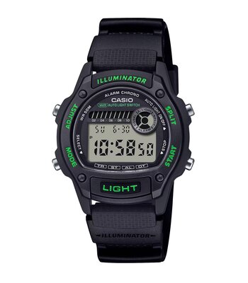 Montre CASIO CASIO COLLECTION Homme W-220H-1A3VEF Digital Cadran Acrylique Vert Bracelet Résine Noir Etanchéité 5BAR