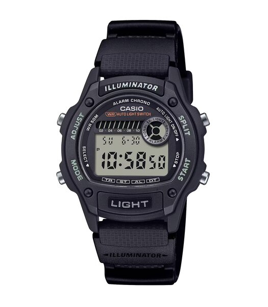 Horloge CASIO CASIO COLLECTION Heren W-220H-1AVEF Digitaal Behuizing Acryl Zwart Bracelette Hars Zwart Etanchéiteiten 5BAR