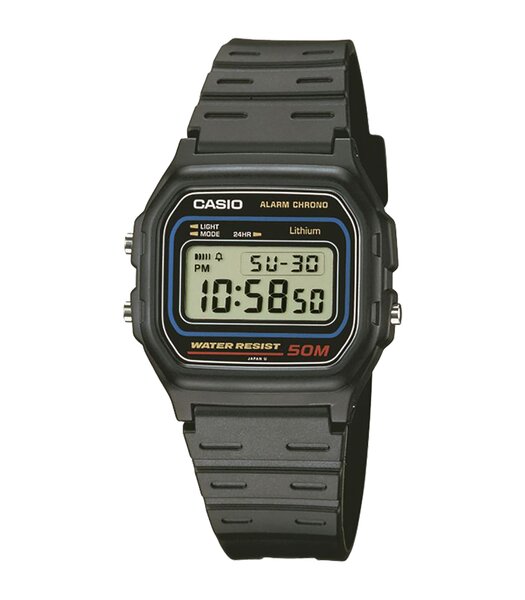 Horloge CASIO CASIO COLLECTION Unisex W-59-1VQES Digitaal Behuizing Acryl Zwart Bracelette HARS Zwart Boucle ardillon Etanchéiteiten 5BAR