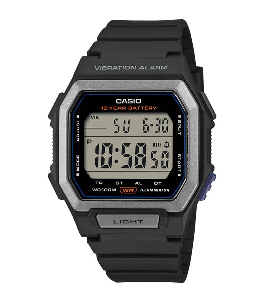 Horloge CASIO CASIO COLLECTION Unisex W-738H-1AVEF Digitaal Behuizing Hars Zwart Bracelette Hars Zwart Etanchéiteiten 10 ATM