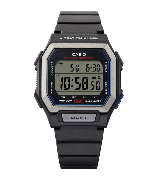 Horloge CASIO CASIO COLLECTION Unisex W-738H-1AVEF Digitaal Behuizing Hars Zwart Bracelette Hars Zwart Etanchéiteiten 10 ATM