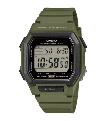 Montre CASIO CASIO COLLECTION Unisexe W-738H-3AVEF Digital Cadran Résine Noir Bracelet Résine Khaki Etanchéité 10 ATM