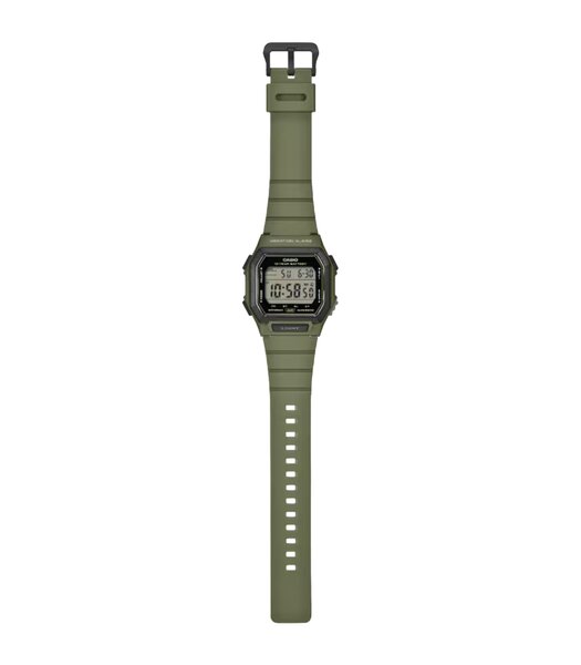 Horloge CASIO CASIO COLLECTION Unisex W-738H-3AVEF Digitaal Behuizing Hars Zwart Armband Hars Khaki Waterdichtheid 10 ATM