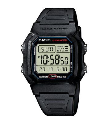Horloge CASIO CASIO COLLECTION W-800H-1AVES Digitaal Behuizing Acryl Zwart Bracelette HARS Zwart Boucle ardillon Etanchéiteiten 10BAR