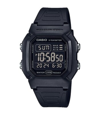 Montre CASIO CASIO COLLECTION Homme W-800H-1BVES Digital Cadran Acrylique Noir Bracelet RESINE Noir Boucle ardillon Etanchéité 10BAR