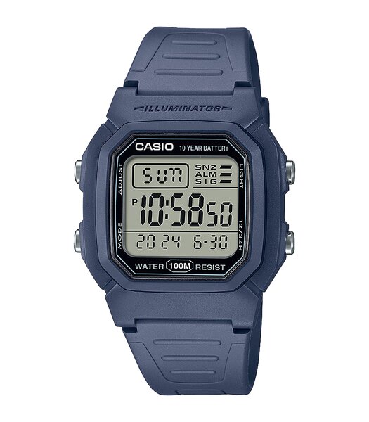 Horloge CASIO CASIO COLLECTION Unisex W-800H-2AVES Digitaal Behuizing Acryl Zwart Bracelette Hars Blauw Boucle déployante Etanchéiteiten 10BAR