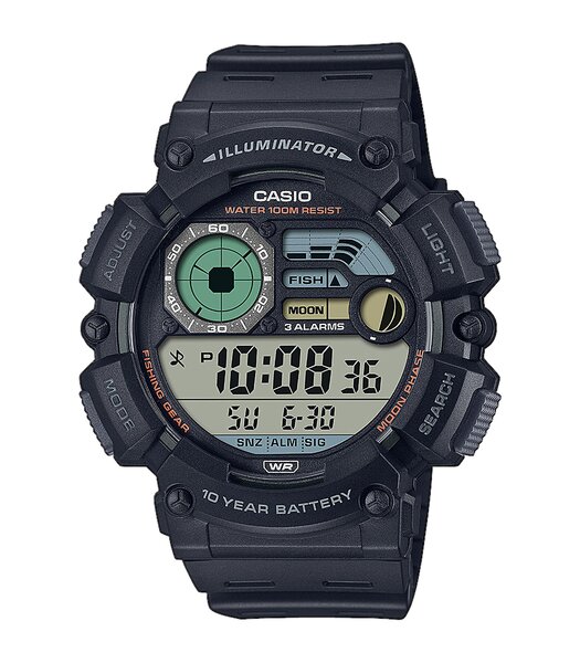 Horloge CASIO CASIO COLLECTION Heren WS-1500H-1AVEF Digitaal Behuizing Acryl Zwart Bracelette Hars Zwart Boucle déployante Etanchéiteiten 10BAR