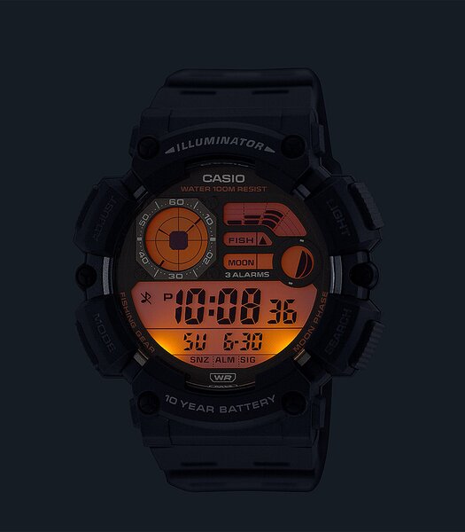 Horloge CASIO CASIO COLLECTION Heren WS-1500H-1AVEF Digitaal Behuizing Acryl Zwart Bracelette Hars Zwart Boucle déployante Etanchéiteiten 10BAR