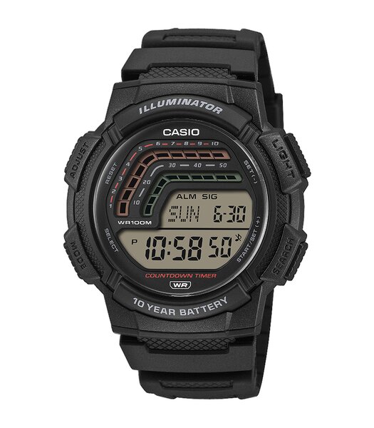 Montre CASIO CASIO COLLECTION Homme WS-1800-1AVEF Digital Cadran Acrylique Noir Bracelet Résine Noir Etanchéité 10BAR