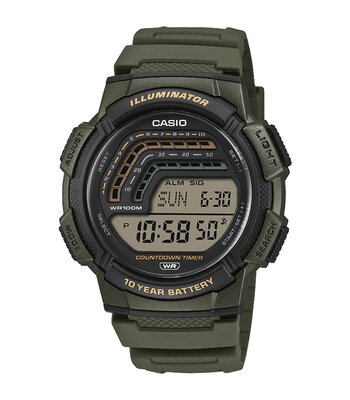 Montre CASIO CASIO COLLECTION Homme WS-1800-3AVEF Digital Cadran Acrylique Noir Bracelet Résine Vert Etanchéité 10BAR