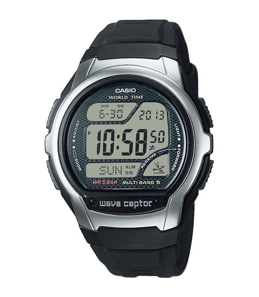 Montre CASIO RADIO CONTROLLED WATCHES Homme WV-58R-1AEF Digital Cadran Acrylique Gris Bracelet Résine Noir Boucle ardillon Etanchéité 5BAR
